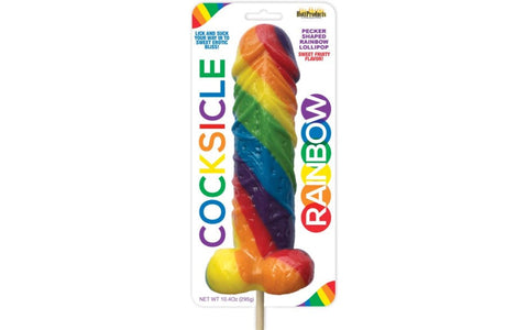 Hott Products Rainbow Cocksicle Pecker Shaped Lollipop - Party Gifts and Novelties