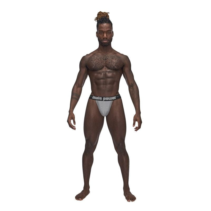 Male Power Sexagon Breathable Micro V Thong Grey - - Mens Briefs And Boxers