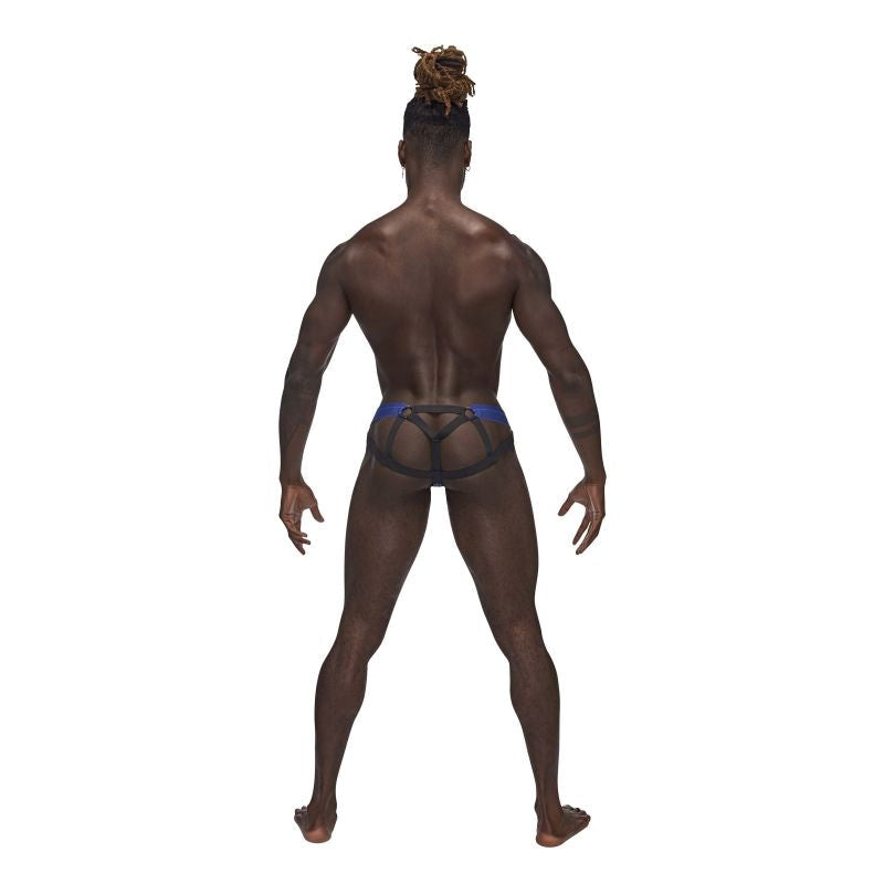 Male Power Sexagon Soft and Stretchy Micro V Thong Blue - - Mens Briefs And Boxers