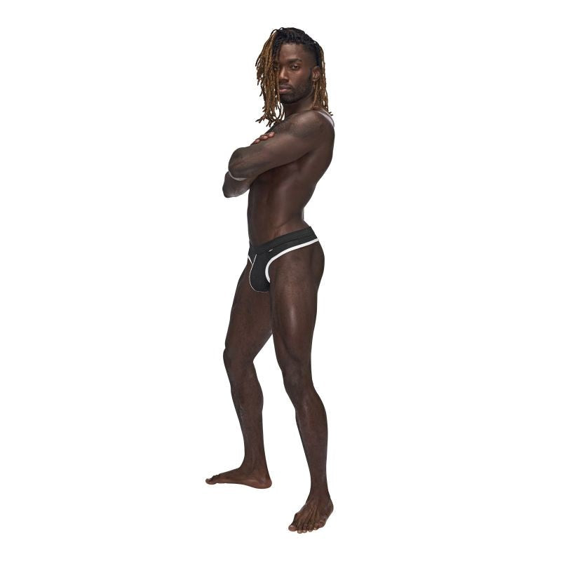 Male Power Sport Cool and Sexy Mens Mesh Thong Black - - Mens Briefs And Boxers