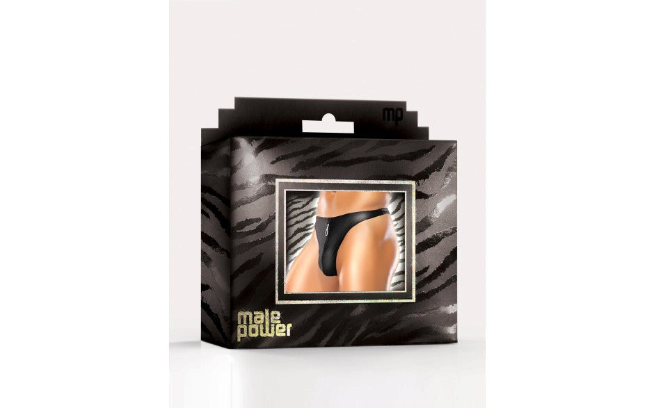 Male Power Zipper Stretchy Mens Thong Black - - Mens Briefs And Boxers