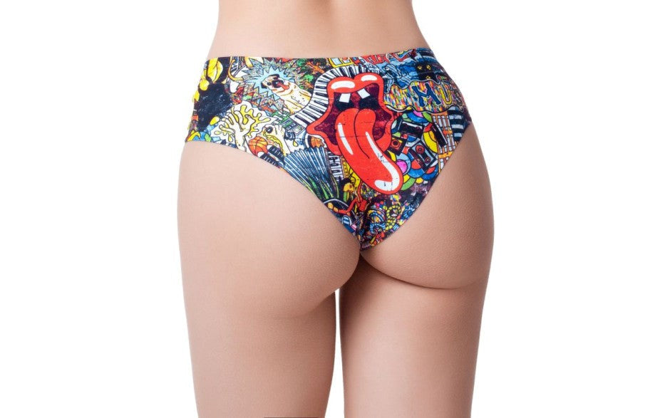 Mememe Lingerie Psychotropical Trash Womens Thong - - G-Strings, Panties and Shorts