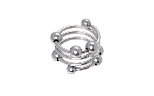 Metal Mens Multiple Metal Balls Penis Head Ring - Cock Rings