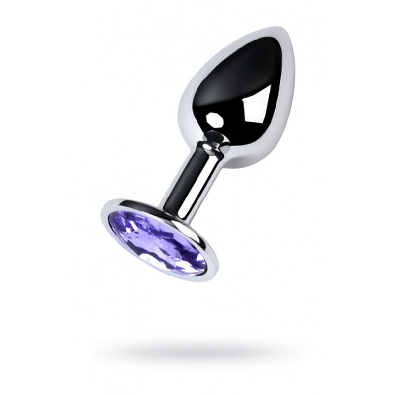 Metal Silver Metal Anal Plug With Coloured Crystal Gem Small - - Butt Plugs
