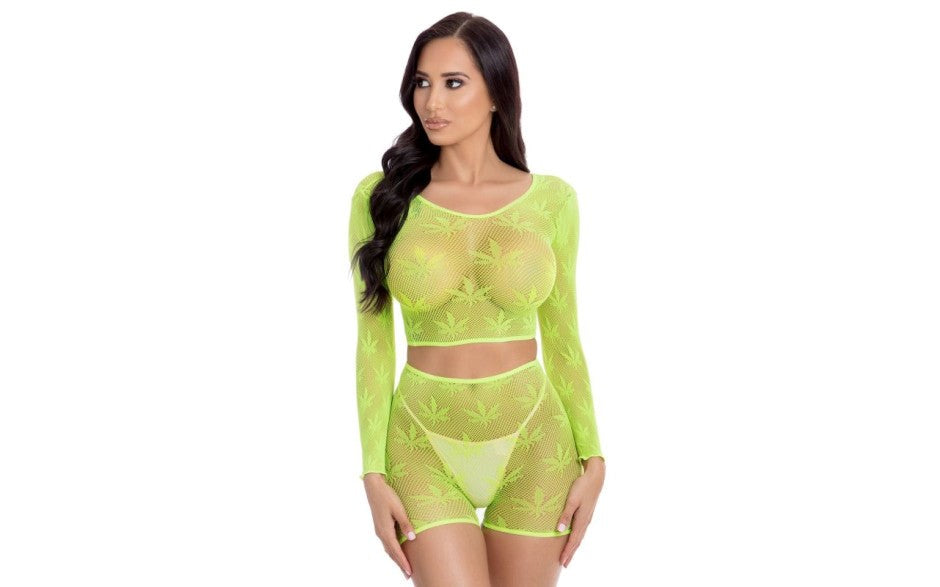 Pink Lipstick Leaf It To Me Seductive Womens Short Set One Size - - G-Strings, Panties and Shorts
