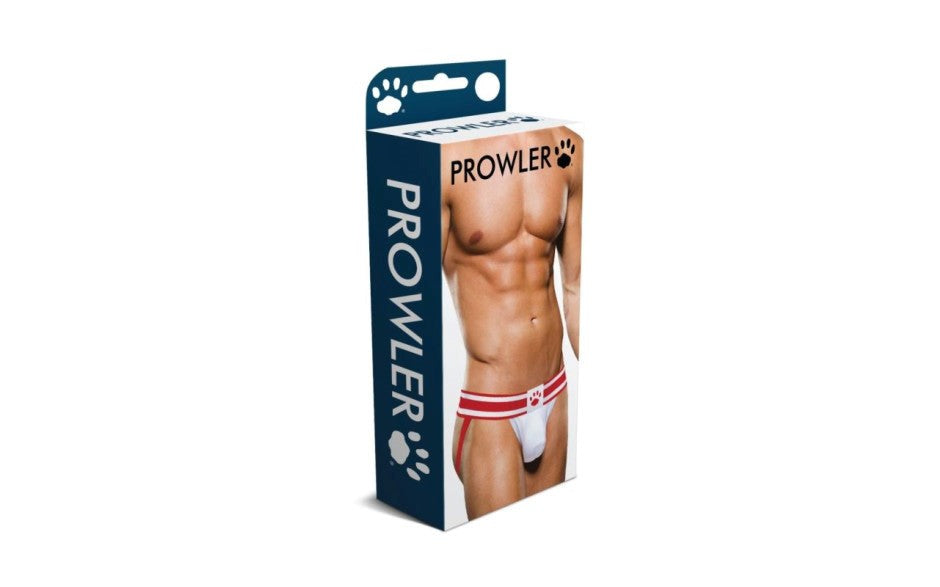 Prowler Polyester and Spandex Mens Jock Strap White/Red - - Jocks and G-Strings