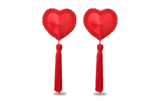 Lovetoy Reusable Red Heart Tassels Womens Nipple Pasties - Breast and Nipple Toys