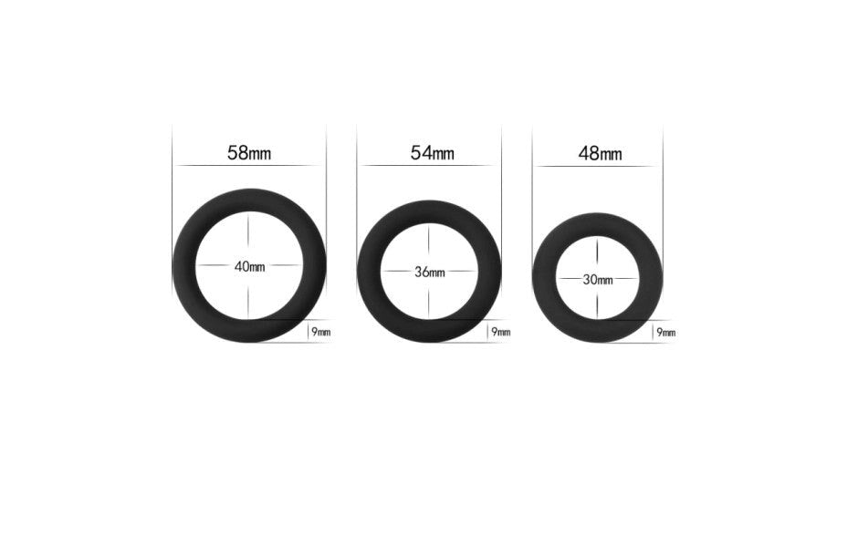 Lovetoy Thick Stretchy Silicone Cock Rings Set 3 Piece - - Cock Ring Sets