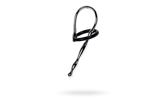 Metal Silver Metal Urethral Plug With Black Silicone Ring - Urethral Sounds