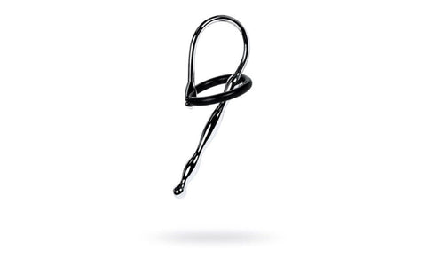 Metal Silver Metal Urethral Plug With Black Silicone Ring - Urethral Sounds