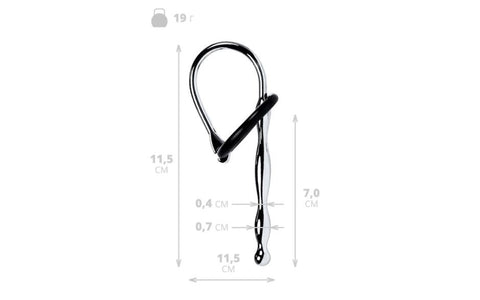 Metal Silver Metal Urethral Plug With Black Silicone Ring - Urethral Sounds