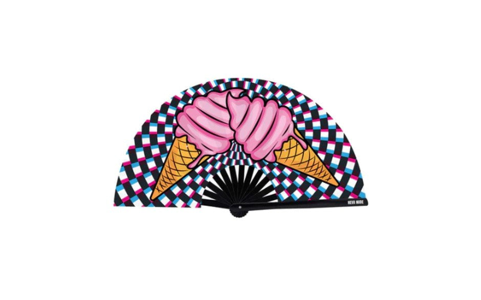Neva Nude Ice Scream You Scream Blacklight Folding Fan - - Fancy Dress Ups