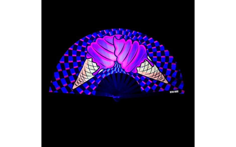 Neva Nude Ice Scream You Scream Blacklight Folding Fan - - Fancy Dress Ups