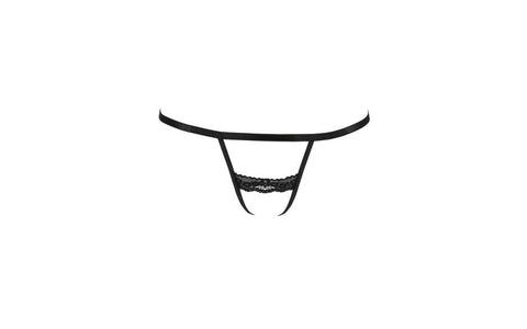 Passion Lingerie Shelly Crotchless Style Womens Thong S / M Black - G-Strings, Panties and Shorts