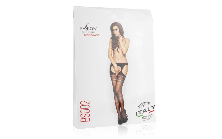 Passion Lingerie Womens Suspender Tights With Hearts OS - - G-Strings, Panties and Shorts