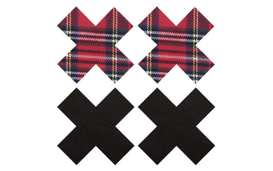 Peekaboo Sexy Schoolgirl X Nipple Pasties Black & Red - Fancy Dress Ups