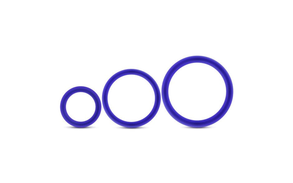 Performance Silicone Cock Rings Set 3 Piece Indigo - - Cock Ring Sets