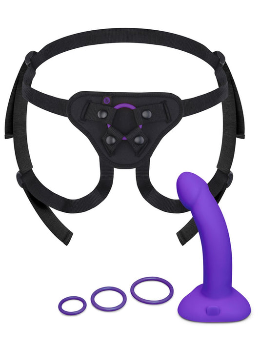 b-Vibe Vibrating Curved Silicone Dildo Strap-On Kit - Strap On Sextoys