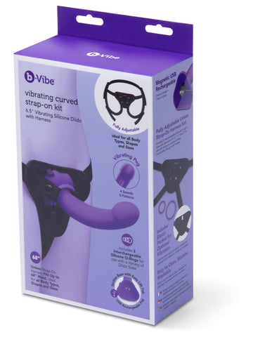 b-Vibe Vibrating Curved Silicone Dildo Strap-On Kit - Strap On Sextoys