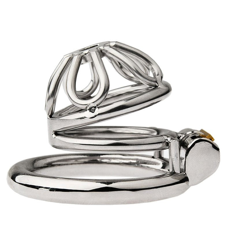 BDStyle Petal Metal Mens Chastity Cage With Medium Flat Ring - - Male Chastity