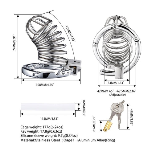 BDStyle Beginner Cage Adjustable Bird Metal Cock Cage - Male Chastity