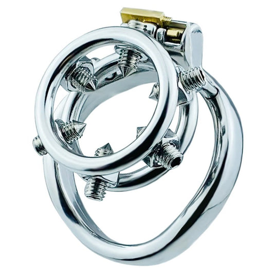 BDStyle Rivet Screw Double Ring Male Chastity Lock Cage With Flat Ring - Male Chastity