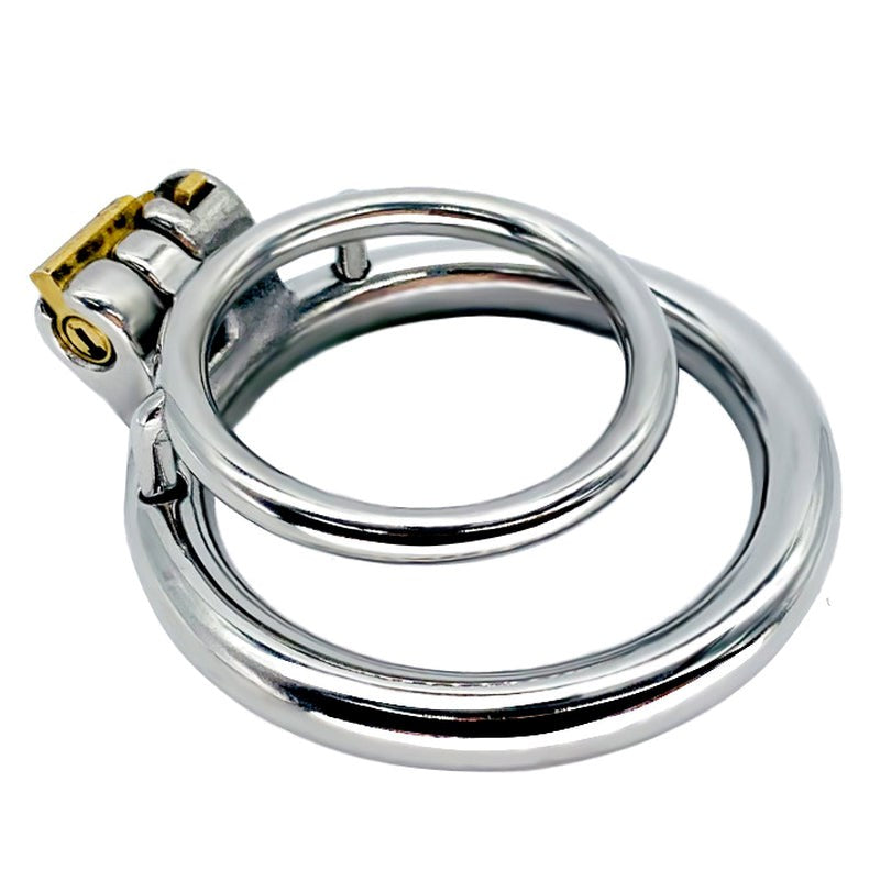 BDStyle Double Ring Mens Chastity Lock Cage With Flat Ring - - Male Chastity