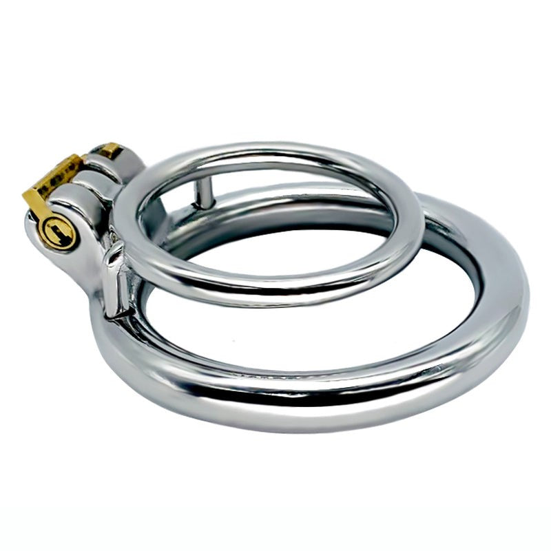 BDStyle Double Ring Mens Chastity Lock Cage With Flat Ring - - Male Chastity