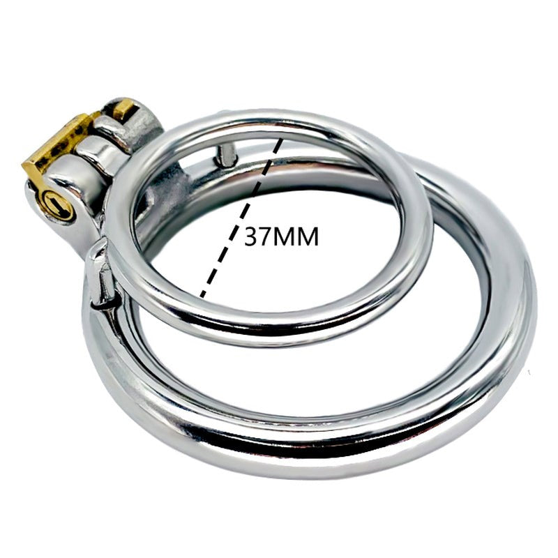 BDStyle Double Ring Male Chastity Lock Cage With Bent Ring - - Male Chastity