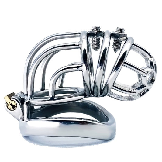 BDStyle Rivet Screw Bent Male Cock Cage - Male Chastity