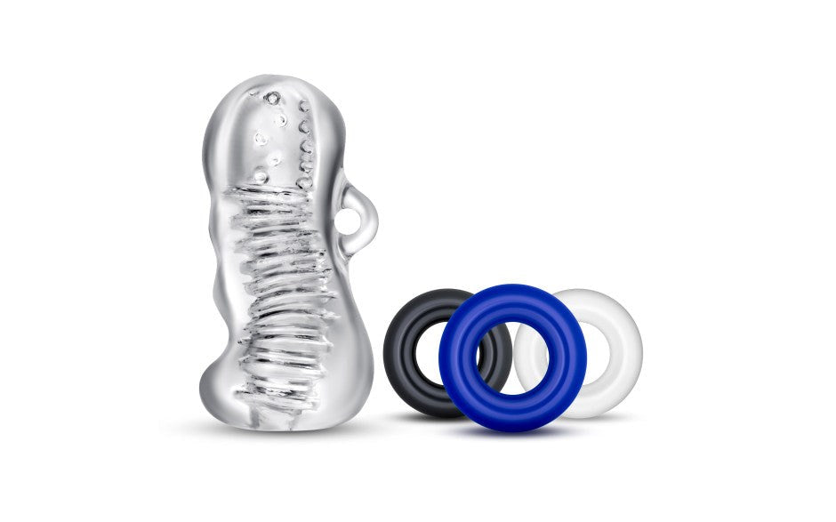 Quickie Kit Jerk Off Mens Stroker With Cock Rings Clear - Masturbators and Strokers
