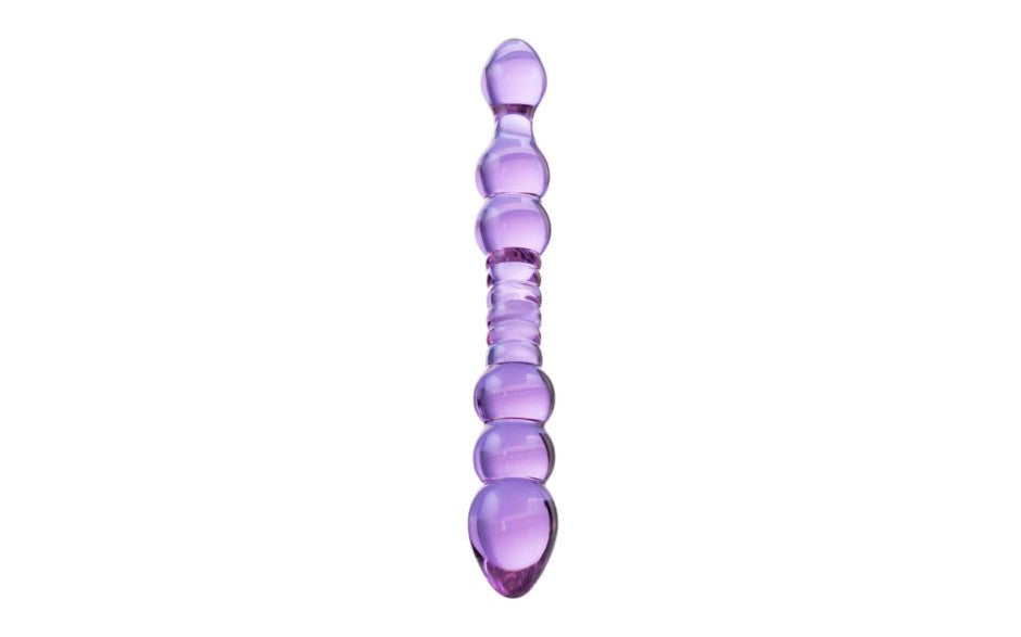 Sexus Unisex Dobule Ender Glass Dildo 22.8cm Mauve - - Glass Sex Toys