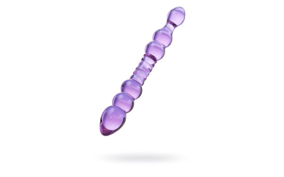 Sexus Unisex Dobule Ender Glass Dildo 22.8cm Mauve - - Glass Sex Toys