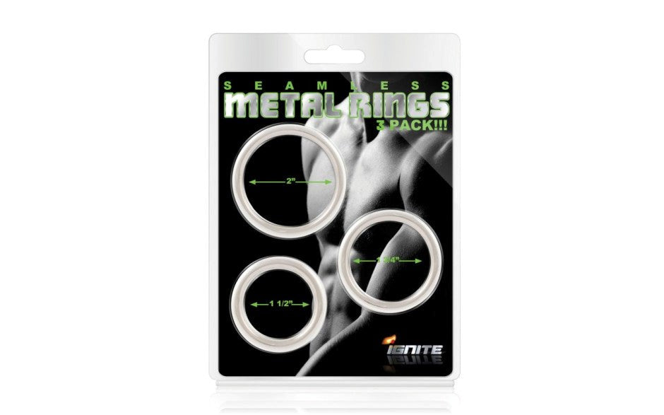 SI Novelties Seamless 3 Piece Metal Cock Ring Set - - Cock Ring Sets