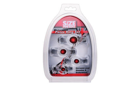 Size Matters Endurance 4 Piece Penis Ring Set Clear - Cock Ring Sets