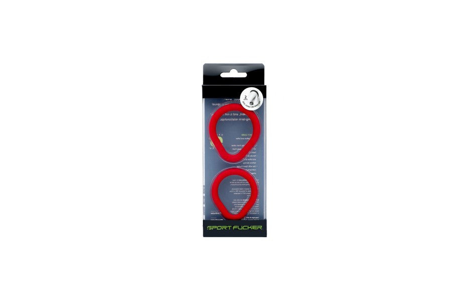 Sport Fucker 2 Pack Epic Hard On Silicone Cock Rings Kit Red - Cock Ring Sets