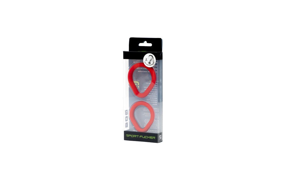 Sport Fucker 2 Pack Epic Hard On Silicone Cock Rings Kit Red - Cock Ring Sets