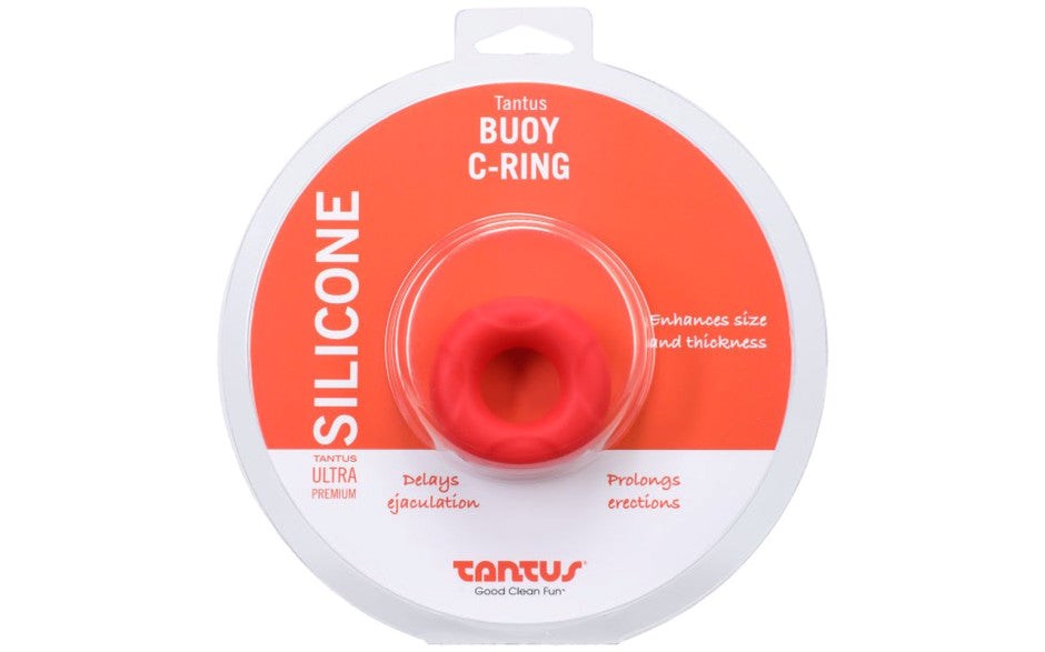 Tantus Buoy Stretchy Silicone Mens Cock Ring Medium Crimson - Stretchy Cock Rings