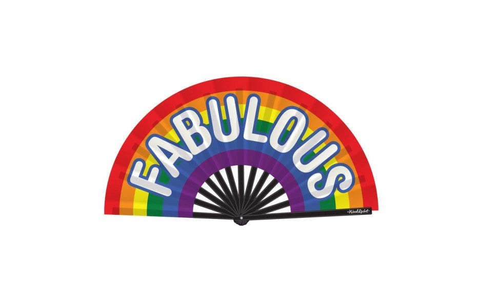 Wood Rocket Rainbow Inspired Design Fabulous Folding Fan - Party Gifts and Novelties