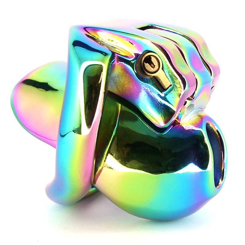 BDStyle Rainbow Male Metal Chastity Cage HTV3 Medium - - Male Chastity