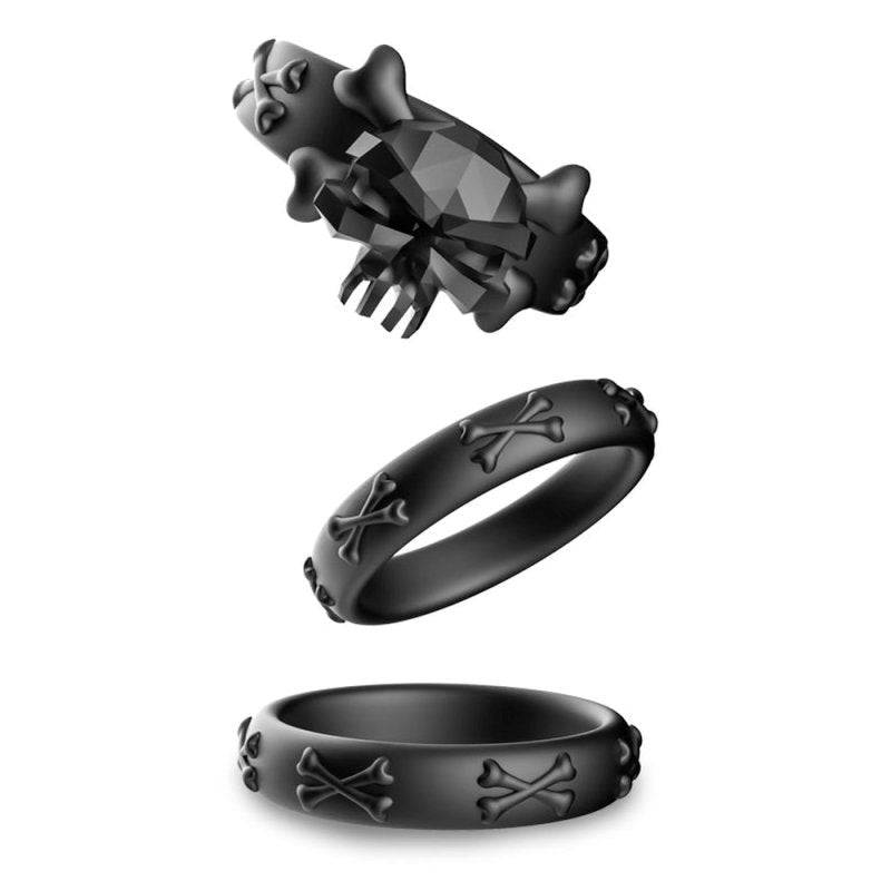 BDStyle Gothic Style Skeleton 3 Piece Cock Ring Set - - Cock Ring Sets