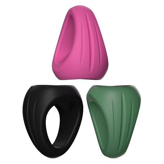 BDStyle 3 in 1 Stretchy Silicone Penis Ring - Stretchy Cock Rings