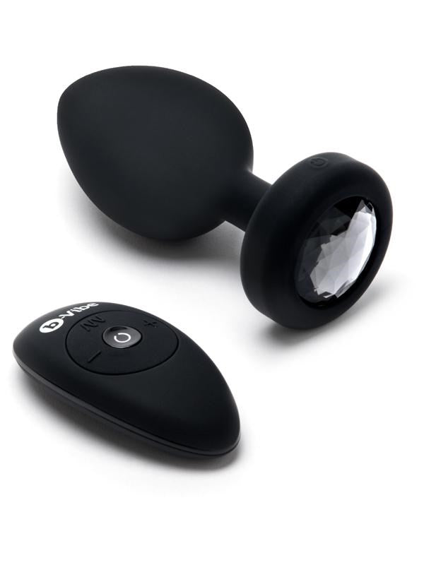 B Vibe Vibrating Jewel Butt Plug XXL Black - - Butt Plugs