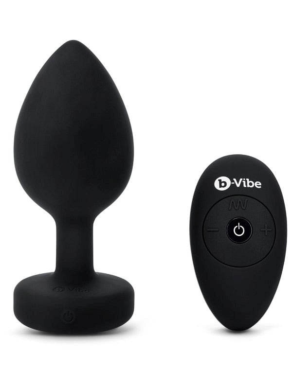 B Vibe Vibrating Jewel Butt Plug XXL Black - - Butt Plugs