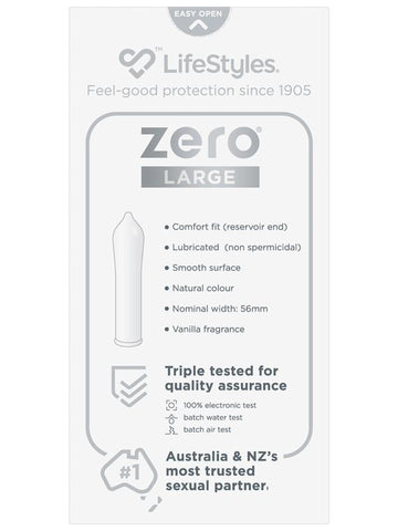 Lifestyles Zero Large Comfort Fit Thinnest Condoms 10 Pack - Condoms