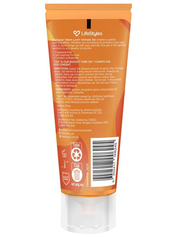 Lifestyles Warm Lovin Warming Intimate Gel 80ml - Delay and Excite Sprays