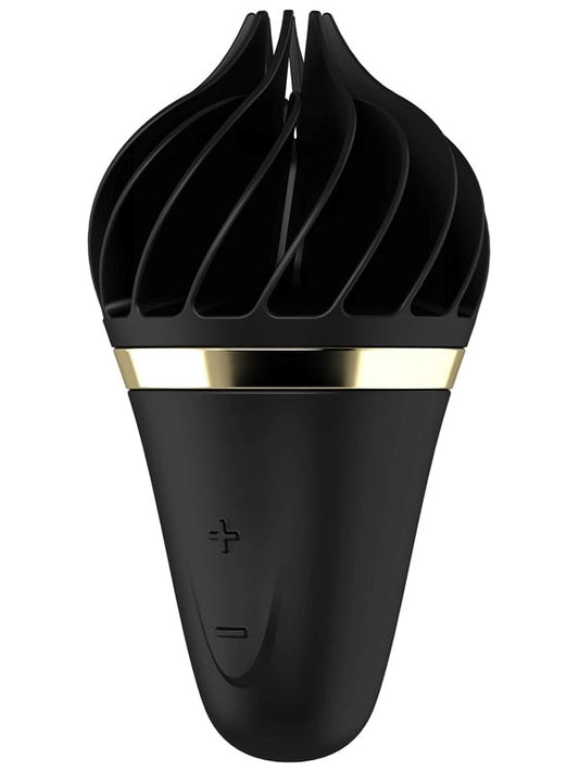 Satisfyer Sweet Treat Silicone Clitoral Vibrator Black / Gold - Clit Ticklers and Pulsators