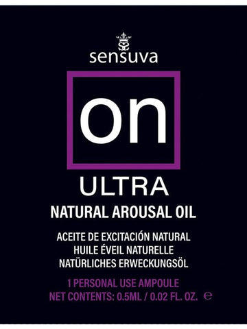 Sensuva On Ultra Arousal Massage Oil Single Use Ampoule Packet - Massage Oils and Lubricants