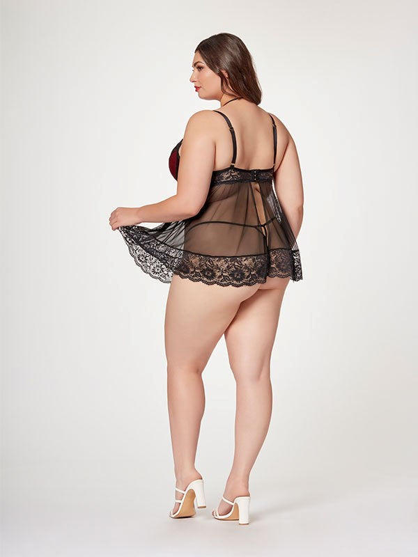 Seven Til Midnight The Romantic Two Piece Womens Babydoll Set 3X / 4X - - BabyDolls And Chemises