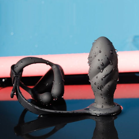 BDStyle Silicone Vibrating Cock Ring with Thread Anal Vibrator - Vibrating Cock Rings